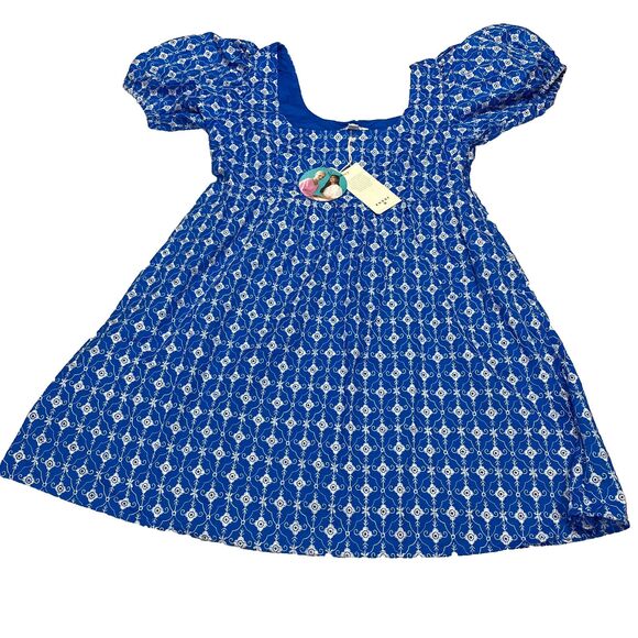 RHODE Women's Eyelet Mini Dress LINED with Pockets Light Blue Sz M - MSRP: $35 - Picture 1 of 15